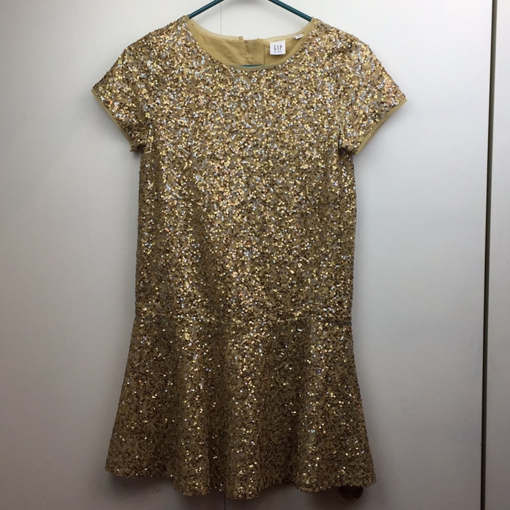 Gold Sequin Drop Waist Dress